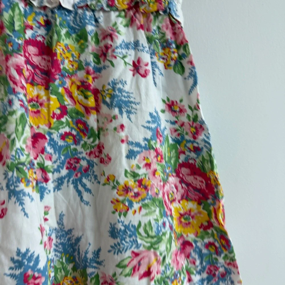 Vintage 90s Ralph Lauren Floral Print Ruffle Bodice Dress Size 6
